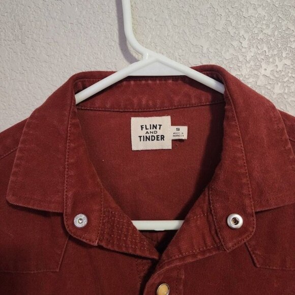 FLINT AND TINDER Moleskin Western Shirt Rust Snap Front Size Small - Picture 3 of 6